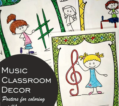 Music Classroom Decor Posters for Coloring set 1
