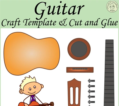 Guitar Cut & Glue Activities, Craft Template