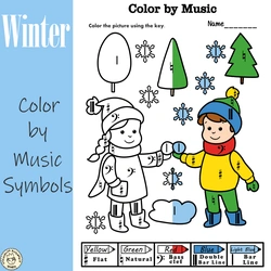 Image for Winter Music Coloring Pages | Color by Music Symbols product
