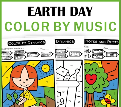 Earth Day Music Color by Code  Worksheets