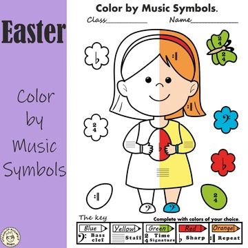 Easter Color by Music Staff Symbols