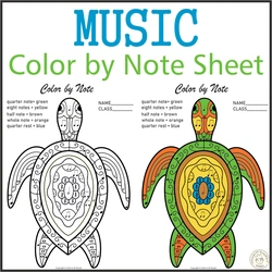 Image for Music Color by Note Sheet | Turtle Mandala Style product