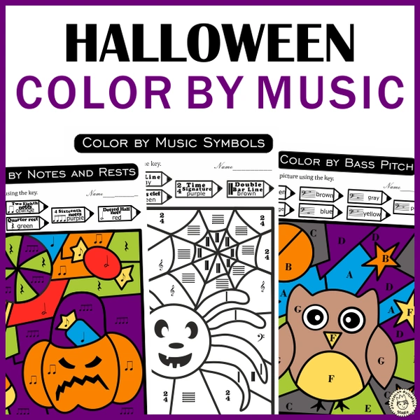 Halloween Music Color by Code Pages | Music Color by Number