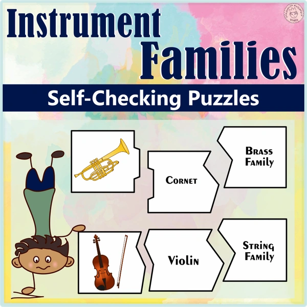 Musical Instrument Families Self-Checking Puzzles