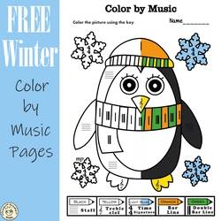 Image for Free Winter Music Coloring Pages | Color by Note product