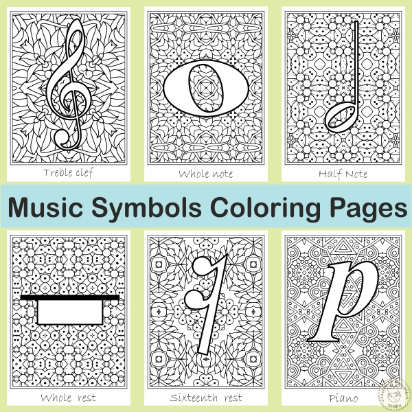Music Notes & Symbols Coloring Sheets | Mandala Style