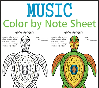 Music Color by Note Sheet | Turtle Mandala Style