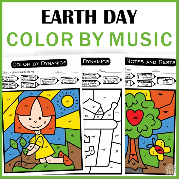 Earth Day Music Color by Code  Worksheets