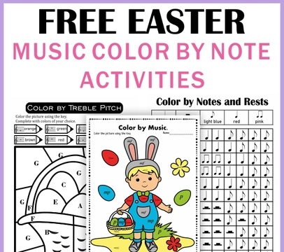 Free Easter Music Coloring Pages | Elementary Music Color by Note