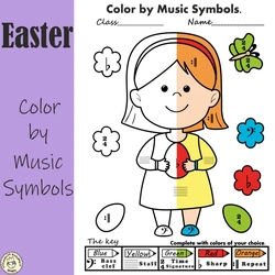 Image for Easter Color by Music Staff Symbols product