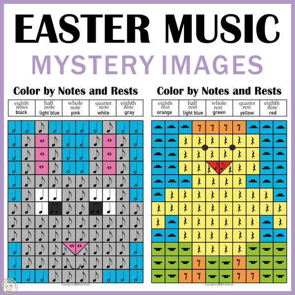 Easter Music Color by Note Mystery Images