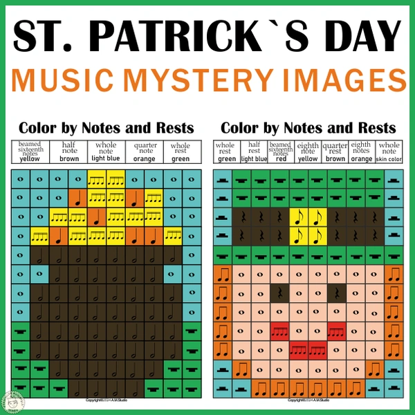 St. Patrick`s Day Music Color by Note Mystery Pictures