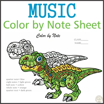 Music Color by Note Sheet | Dinosaurs / Dino