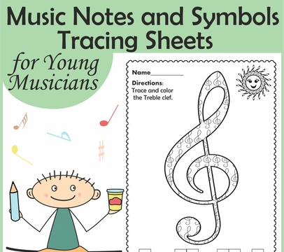 Music Notes and Symbols Tracing Sheets for Young Musicians