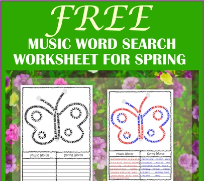 Free Music Word Search Worksheet for Spring