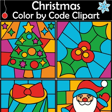 Christmas Color by Code Clip Art