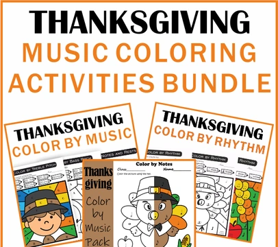Thanksgiving Music Coloring Activities Saving Bundle
