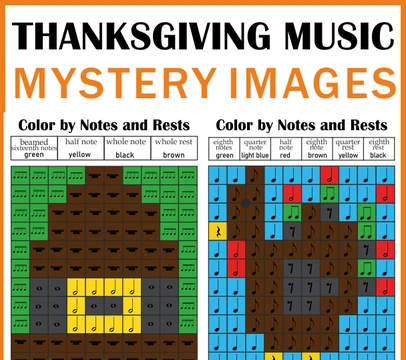 Thanksgiving Music Color by Note Mystery Images