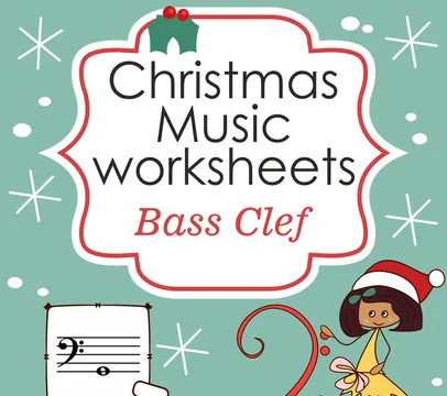 Christmas Bass Clef Note Reading Worksheets