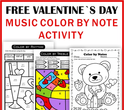 Free Valentine`s Day Color by Note Activities