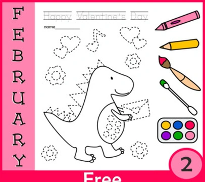 Free Valentine`s Day Trace and Color Sheets | Pencil Control Extra Practice