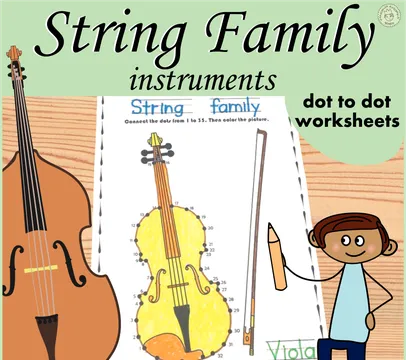 String Instruments Dot to Dot Worksheets