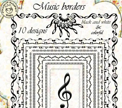 Music Borders Clipart (set 1)