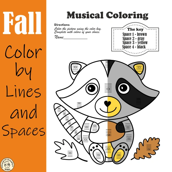 Musical Coloring Pages for Fall {Lines and Spaces} with answers