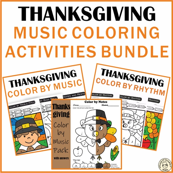 Thanksgiving Music Coloring Activities Saving Bundle