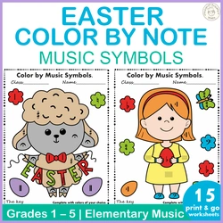 Image for Easter Color by Music Staff Symbols product