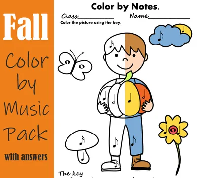 Fall Color by Note Worksheets Pack