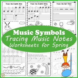 Image for Tracing Music Notes Worksheets for Spring product