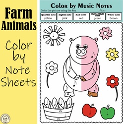 Image for Farm Animals Color by Rhythm Music Coloring Sheets product