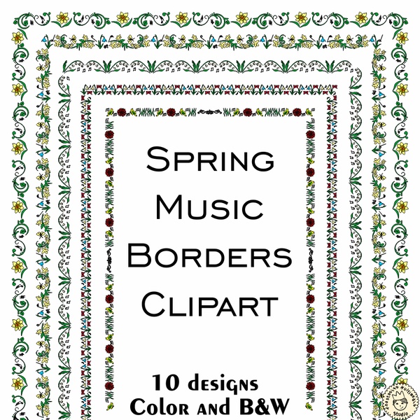 Spring Music Borders Clipart | Music Frames