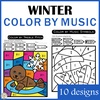 Image for Winter Music Color by Code Pages | Notes Rests Dynamics Treble & Bass product
