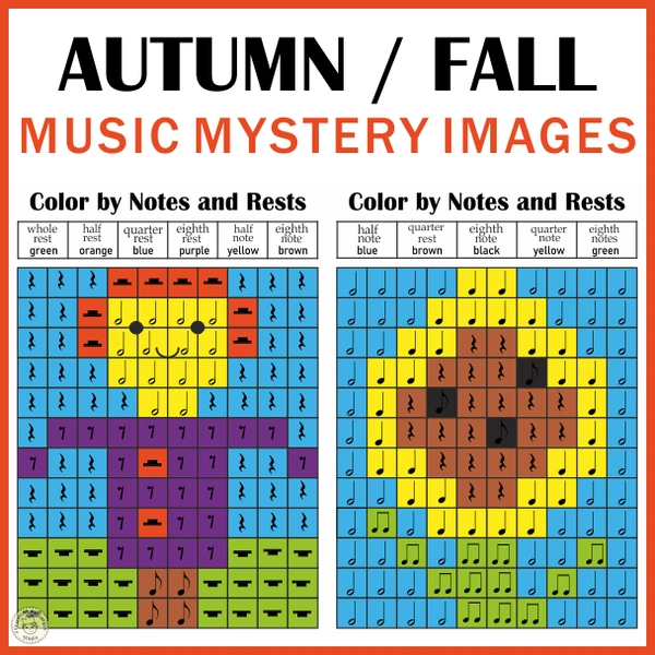 Fall Music Coloring by Note & Rest Mystery Images