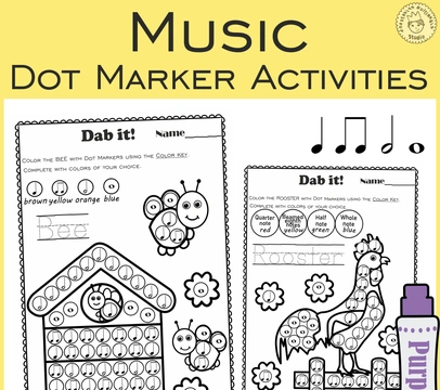 Farm Animals Music Rhythm Dot Marker Activities | Whole Note