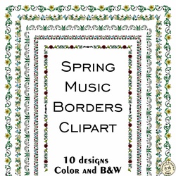 Image for Spring Music Borders Clipart | Music Frames product