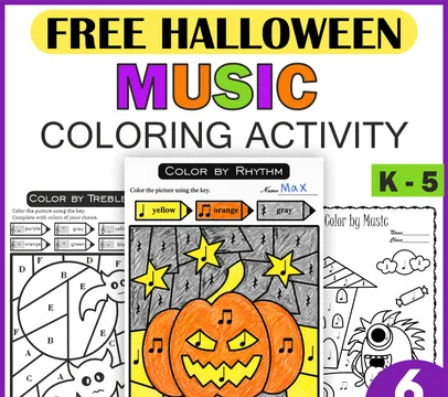 Free Halloween Color by Music Pages