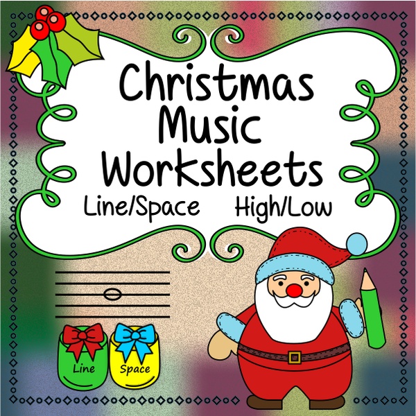 Christmas Music Worksheets {Lines-Spaces, High-Low}