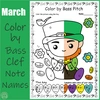 St. Patrick`s Day Music Coloring Pages | Color by Bass Clef Note Names