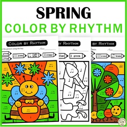 Image for Spring Music Color by Code Worksheets | Color by Rhythm product