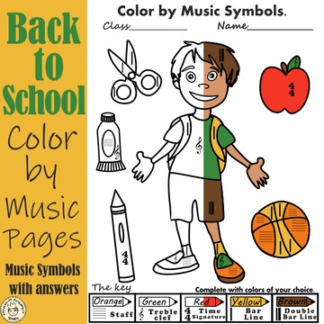 Back to School Color by Music Pages {Music Symbols}