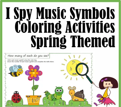 I Spy Music Symbols Coloring Activities | Spring Themed
