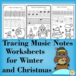 Image for Tracing Music Notes Worksheets for Winter and Christmas product