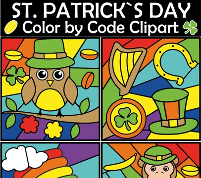 St. Patrick`s Day Color by Code Clipart