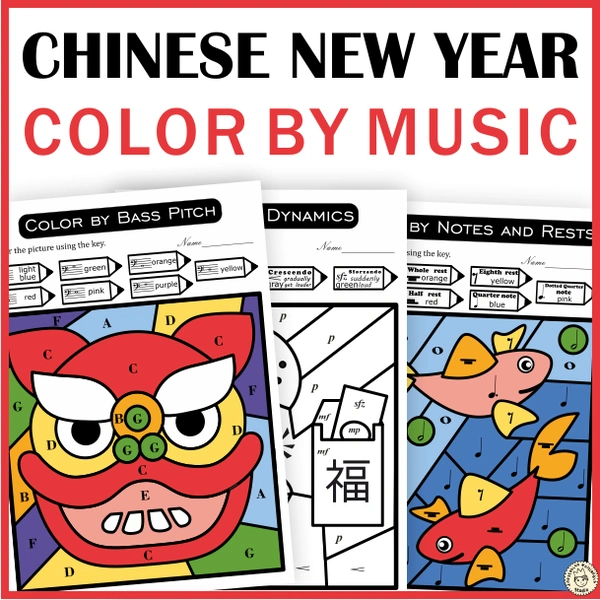 Chinese New Year Music Color by Code Sheets