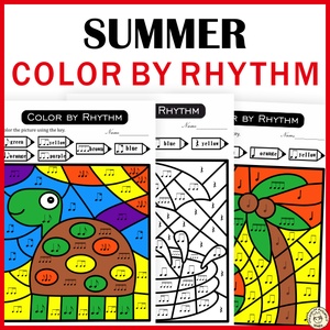 Color by Rhythm Summer Themed Pages {standard notation}