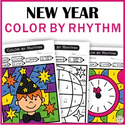 Image for Happy New Year Color by Music Rhythm Worksheets product