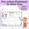 Pre-writing Worksheets for Music Class | Alien Theme